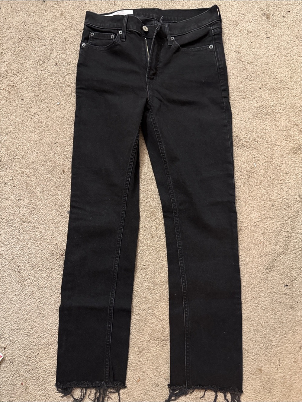 GAP Black Straight-Leg Jeans with Frayed Hem